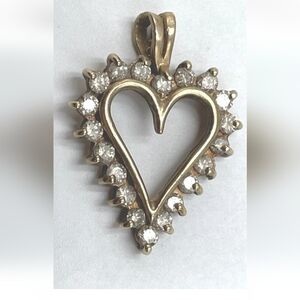 Diamond 10k Gold Open Heart Pendant